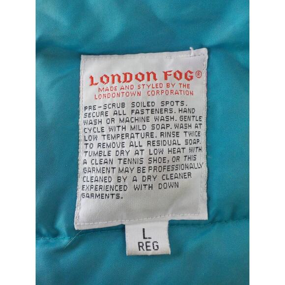 VTG London Fog Purple Teal Down Puffer Women size Large Jacket Coat Mid Length - Picture 9 of 14
